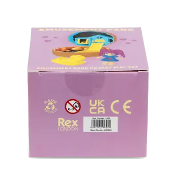 base of Amusement park play set box showing safety sign