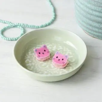 Mini hair claw clips (set of 2) - Pink cats