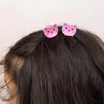 Mini hair claw clips (set of 2) - Pink cats
