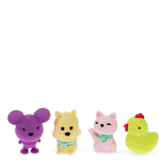 set of 4 colourful different animal erasers