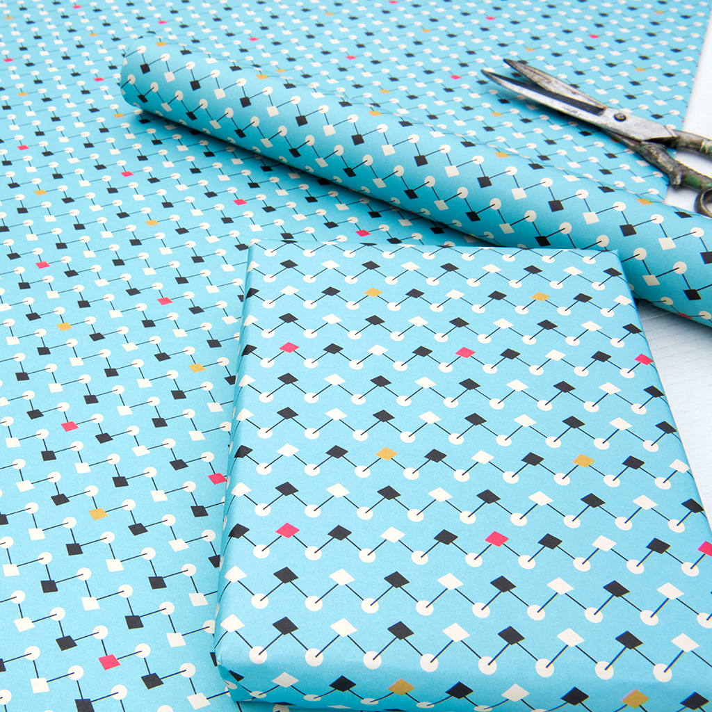 Blue Wrapping Paper
 Atomic Blue Wrapping Paper 5 Sheets