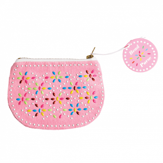 pink beaded purse