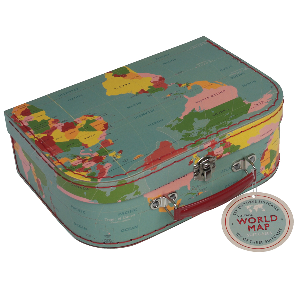 Set Of 3 World Map Travel Cases | Rex London (dotcomgiftshop)