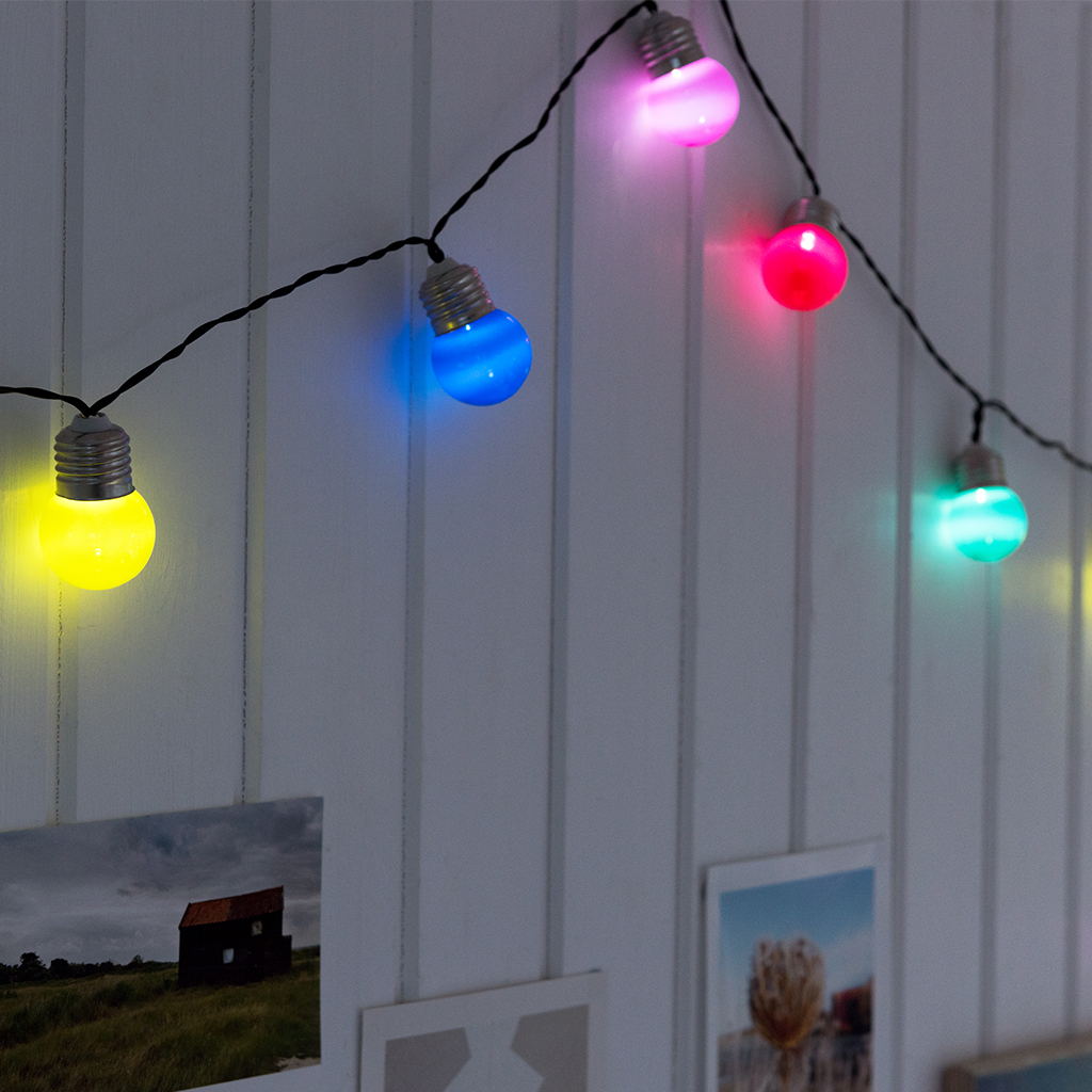 String Of 10 Multicoloured Led Battery Bulb Lights Rex London