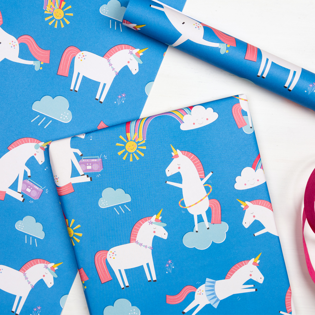 magical unicorn wrapping paper 5 sheets rex london